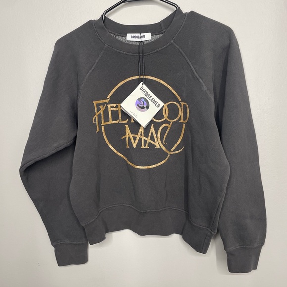 DAYDREAMER FLEETWOOD MAC CIRCLE LOGO RAGLAN CREW IN WASHED BLACK NWT - Picture 5 of 7